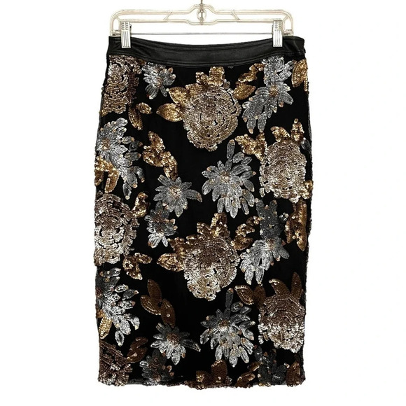 J.O.A. Floral Sequin Pencil Skirt- Size Medium - Picture 2 of 5